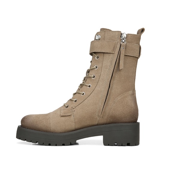 Sam Edelman Suede Combat Boot Safari Tan NWT 7.5 Lug Sole Moto Platform - Picture 9 of 10